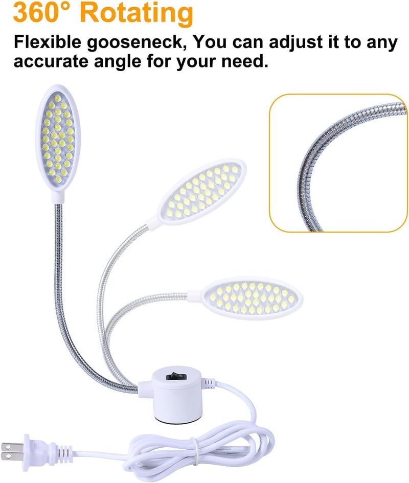 Weftnom Sewing Machine Light with Rotation and Dimmable, Portable Work Light with Flexible Gooseneck and Magnetic Mount Base for Janome, Singer, Brother, Drill Presses, Desks, Craft Projects, and Workbenches - Image 3
